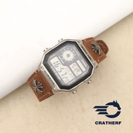 Replacement leather strap for Casio AE1200, AE1300, F108WH, F216H Rivet Handmade waxed cowhide