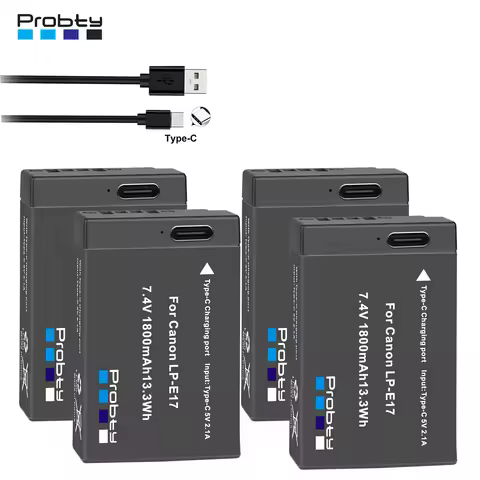 LPE17 LP E17 LP-E17 E17 Battery Type-c Charging for Canon EOS RP 200 250D M3 M5 M6 750D 760D T6i T6s