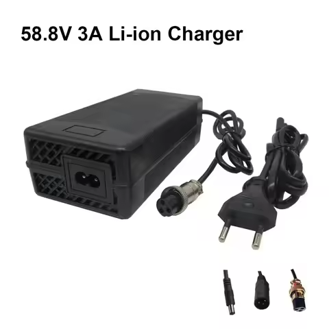 58.8V 3A Lithium Charger GX16 Connector For 51.8V 52V 14S 20AH 30AH Li ion Battery Charger DC XLR Co
