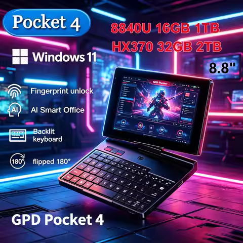 Titan 2026 New GPD Pocket 4 8.8-inch AMD AI 9 HX 370 64GB RAM Smart Portable Mini PC 2TB NVMe Flippe
