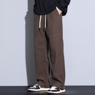 Cozy Up Mens Drawstring Casual Pants Loose Large Size Straight Fashion Wide-leg Pants