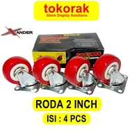 MERAH 2 INCH WHEELS RED LIVE PLATE XANDER DISPLAY WHEELS 2" CASTER WHEELS 2INCH FLAT WHEELS