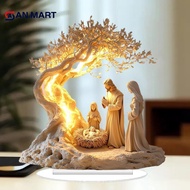 AN.MART 2D Flat Acrylic Nativity Jesus Birth Scene Ornament Tabletop Decoration Christmas Desk MY