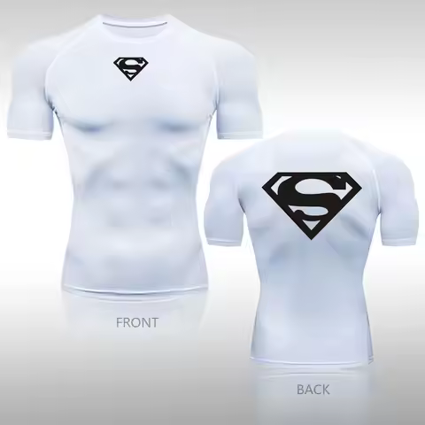 Superman 3D Sports Short Sleeved Breathable Quick Drying Clothes, Lightweight Running Training T-shi