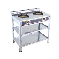 Steel Double Burner Gas Stove with Stand