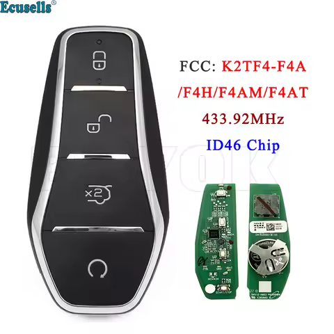 Ecusells 4 Buttons Remote Key 433.92MHz ID46 Chip For BYD Qin PLUS DM-i Qin PLUS EV Yuan PLUS SON K2
