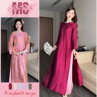 Innovative Ao Dai, FREE JEWEL BRACELET, High Quality Metallic Silk Fabric Type 1 Stone Collar