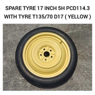 Spare Tyre 17 Inch Inci 5H PCD114.3 ( T135/70 D17 ) Toyota Alphard Vellfire Estima Harrier / Tayar G