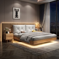 Selebriti Internet Minimalis Moden Katil Terapung Kayu Pejal Hotel Homestay 1.8m Bilik Tidur Utama K