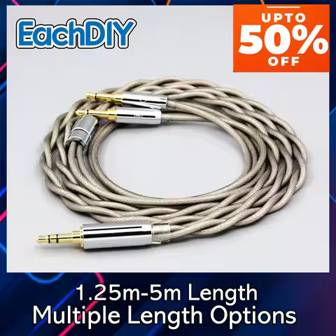 Type6 756 Core OCC 7n Litz Plated Silver Earphone Cable For Hifiman Sundara Ananda HE1000se HE1000v2