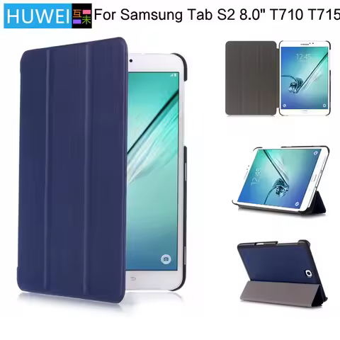 HUWEI Case For Samsung Galaxy Tab S2 8.0 SM-T710 T715 T713 T719 Tablet PU Leather Tri-Folding Stand 