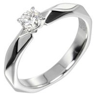 Boucheron Faceted Solitaire Ring, Size 6, 0.21ct VVS1/E/VG, Pt950 Platinum with Diamonds, Approximat
