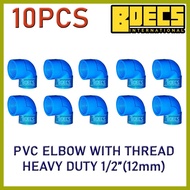 ∱ ▦ ❏ PVC Elbow 1/2 Blue with Thread Single Thread Only by Bdecs