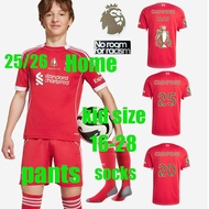 The Reds Mohamed Salah Darwin Nunez 25/26 LiVerPools Home Soccer Jersey kid suits （with pants and so