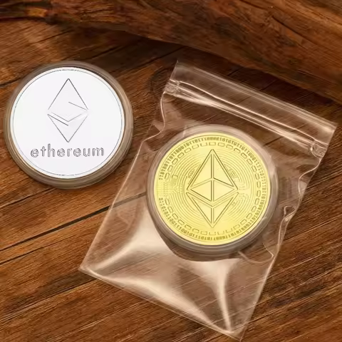 ETH Patterned Ethereum Bitcoin Souvenir Coin Embossed Stereo Bitcoin Digital Currency Physical Comme