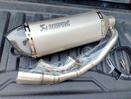 ชุดท่อ ADV150 (ฮอนด้า เอดีวี150)+AK 18นิ้วใบอ้วนสีเงินปากเคฟล่า