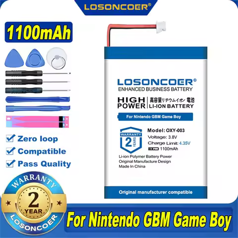 100% Original LOSONCOER 1100mAh OXY-003 Battery Kit Pack For Nintendo GBM Game Boy Micro OXY-003 OXY