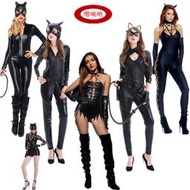 萬聖節性感狂野貓女裝連體漆皮皮衣貓女郎cosplay黑色派對演出服