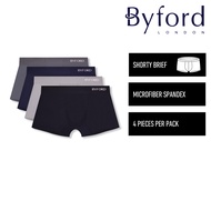 Byford Seluar Dalam Lelaki | (4 Pcs) Byford Mens Microfiber Spandex Seamless Shorty Brief Underwear-