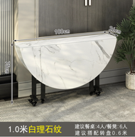 100x26x75cm Putih White Marble Design Foldable Dining 4- 5 people table board home mobile multifunct