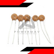 5pcs 75pf ceramic capacitor 50V 75 pf 7500 Ceramic Capacitor 50v 75pf Red DIP Capacitance for pcb br
