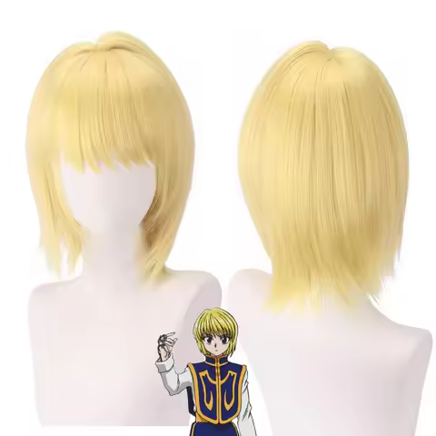 Men Hunter Hunter HXH Kurapika Kurta Cosplay Short Blonde Heat Resistant Synthetic Hair Wig