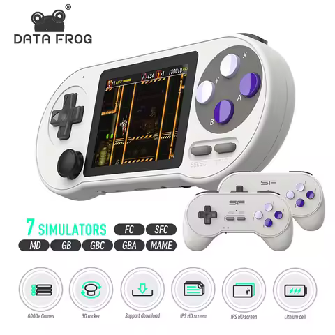 DATA FROG SF2000 Portable Handheld Game Console 3 Inch IPS Retro Game Consoles Built-in 6000 Games R
