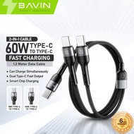 BAVIN CB378 60W USB to Type-C & Type-C to Type-C Cable 2-in-1 Fast Charging & Data Cable