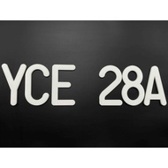 [YCE 28A] Number kristal putih untuk nombor plate kereta