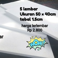 5 lembar styrofoam polos low super 50 × 40 tebal 1.5cm