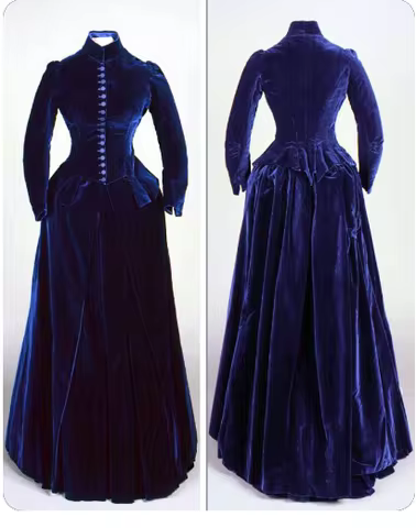 Duchess blue velvet dress french royal ladies walking dress 18th century period dress costume women'