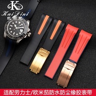 手表带 Original genuine suitable for Rolex single red letter / Omega / Mido strap waterproof silicone rubber watch strap 20 22mm