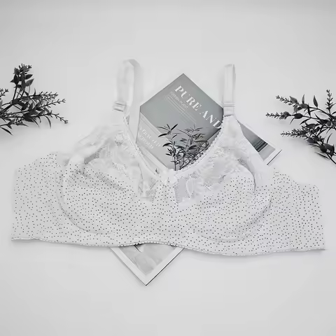 Comfy Unlined Cotton bra Transparent thin plus size bras Minimizer adjustable Leisure Intimate linge