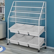 Wrought Iron Storage Simple Children's Cabinet with Wheels Induction Storage Rack Bookshelf Picture 