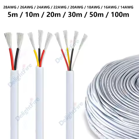 White 4 Core Wire 28 26 24 22 20 16 14 18AWG 3 2core Sheathed Cable PVC Tinned Copper Electrical Wir
