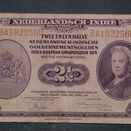 Indonesia Nica 2.5 gulden 1943 vf nomor seri BA 192256D.