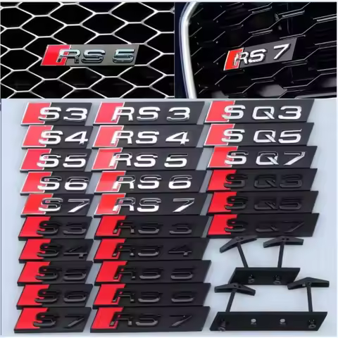 1Pc Audi Car Grill Badge Front Emblem for Audi Sticker S5 S6 S7 S8 RS3 RS4 RS5 RS6 RS7 RS8 SQ3 SQ5 A