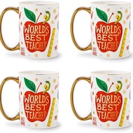 Rifle Paper Co. Paket Mug Porselen Berisi 4 Penggunaan Sehari hari Dan Pertemuan Dengan Desain Unik 