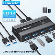 Lemorele H5 USB Switch 2PC Input 4 Output USB KVM Switch is equipped with 2 USB 3.0 A to A cables