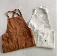 日本 COCO Walk 啡白色帆布 長身 工作 圍裙