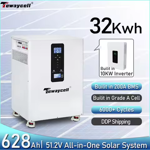 Tewaycell All in One 32KWh LiFePO4 Battery 10KWh 16KWh 20KWh 48V 51.2V Built-in 10KW Inverter AC230V