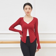 Women's long flared stylized shirt, women's turtleneck shirt with mid-slit design, ancient dance pra