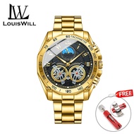 LouisWill Mens Watch Double Tourbillon Hollow Calendar Watch Luminous Watch Steel Band Watch Mens Fa