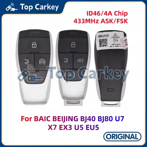 TopCarkey Original Smart Remote Key ID46 ID4A Chip 433MHz for BAIC BEIJING BJ40 BJ80 U7 X7 X55 EX3 U