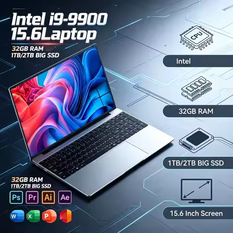 Intel I9-9900 15.6 Inch Portable Notebook Three Color Appearance Fingerprint Unlock For Daily Office