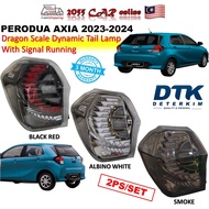 DTK Perodua Axia 2023 - 2024 Dragon Scale Dynamic Tail Lamp With Signal Running axia 2023 tail lamp