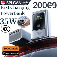 【SPLGAN】20000mAh Power Bank 35W Fast Charging PowerBank External Spare Battery Portable LED Display 