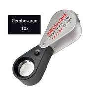 MP USB Triplet LED UV 10x-30x 22mm N05x / Kaca Rechargeable Pembesar Batuan Geologi Loupe