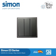 SIMON E3 3 Gang 1 Way Switch Black