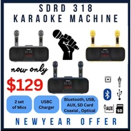 Premium KTV SDRD SD318 Karaoke Bluetooth Speaker SD-318 Wireless Microphone Mic Stereo Bass with Coaxial Optical Input